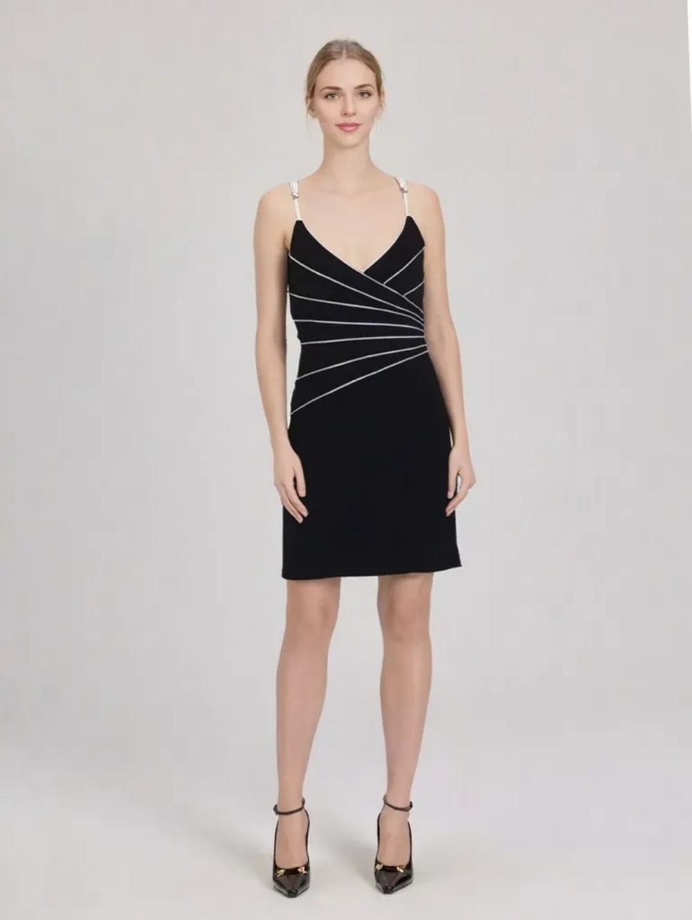 HUGO BUSCATTI Vintage Black & White Cocktail Dress, Size 8